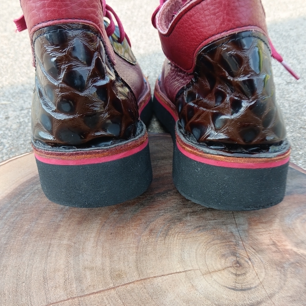 Soletech Leather Burgundy Artistic Women's Shoes Sz 9 Artsy Whimsy Hippie Boho - Picture 6 of 7